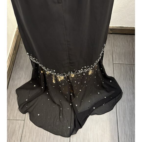 Tiffany Designs Black Sequins Beaded Asymmetrical Dress Size 8 Whimsigoth Fairy - Picture 8 of 10